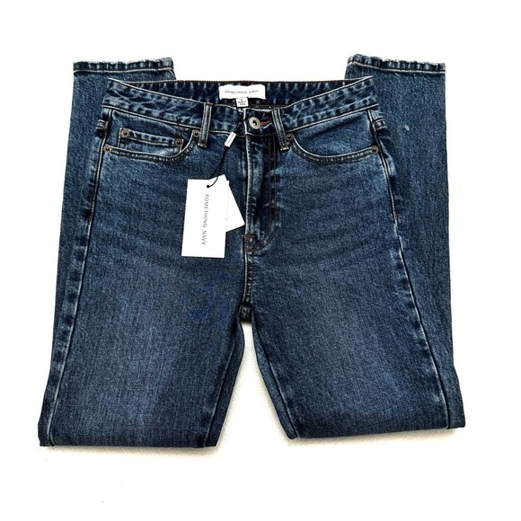 Something Navy High Waisted Straigt Leg Denim Jeans NWT Size 2 - Picture 4 of 6
